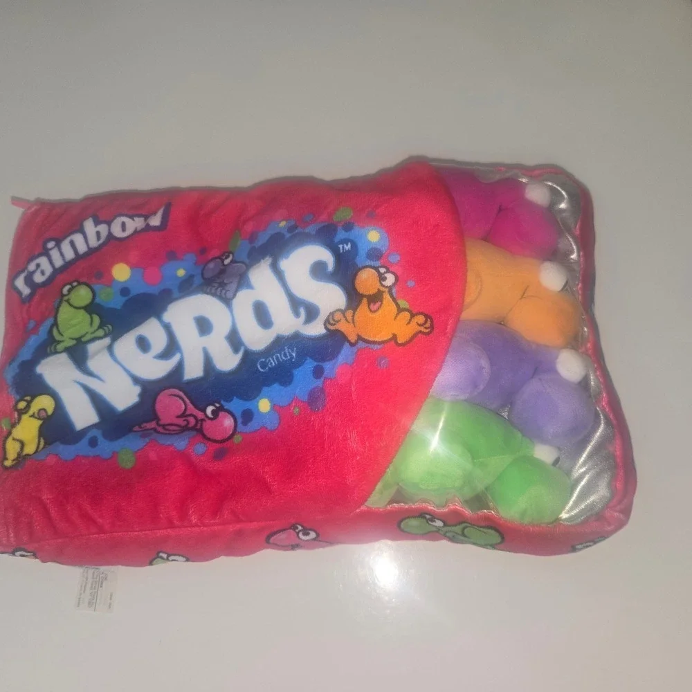 Nerds Candy Rainbow Plush Pillow Set IT'SUGAR Iscream Red Zipper Bag w/5 Plush